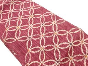 手織り紬七宝模様織出し名古屋帯